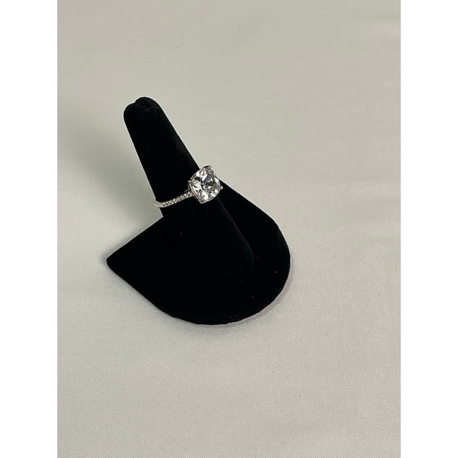 Estate Jewelry Square Cushion Cut Silver Cocktail Ring Sz 7.5